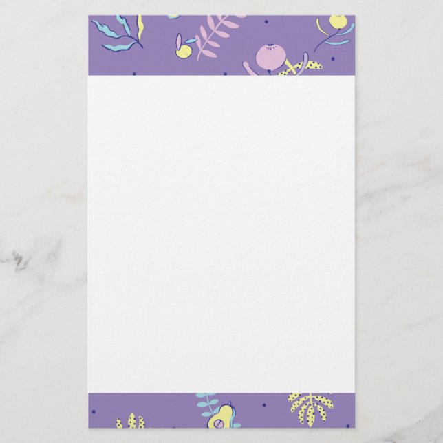 Lila Blumenmuster-Schreibwarenpapier Briefpapier (Vorderseite)