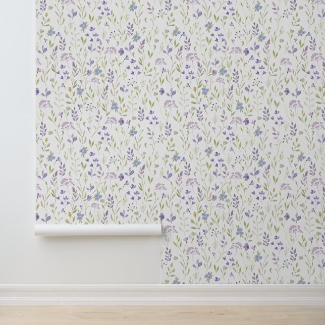 Lila Blumenmuster Tapete (Anwendung)