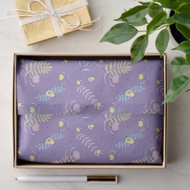 Lila Blumenmuster-Tissue-Papier Seidenpapier (Geschenk)