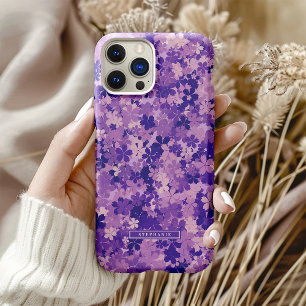 Lila Blumenmuster Violett Blossom Muster iPhone 16 Pro Hülle
