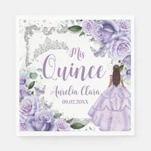 Lila BlumenPrinzessin Silver Quinceñera 16 15 Serviette