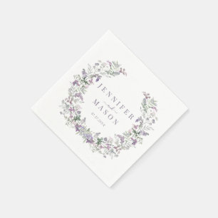 Lila Blumenreath Bohemische Whimsikale Hochzeit Serviette