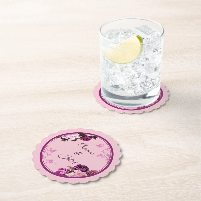 Lila Blumenring-Hochzeitsfeier Untersetzer (Vor Ort)