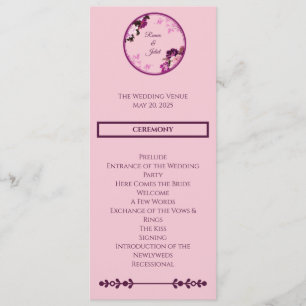 Lila Blumenring-Hochzeitsprogramm Programm