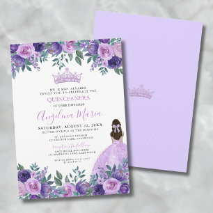 Lila Blumenrosen Quinceanera Einladung