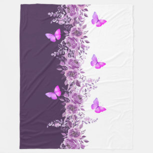 Lila Blumenschmetterling Fleece-Decke Fleecedecke