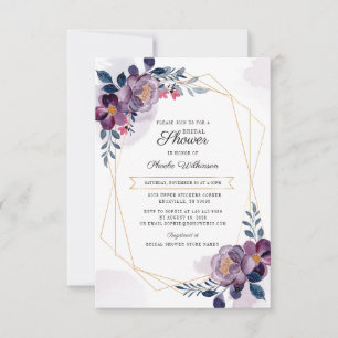 Lila Blumenschrift Elegantes Brautparty Einladung
