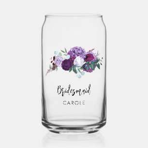 Lila Blumenschrift Watercolor Wedding Bridesmaid Dosenglas