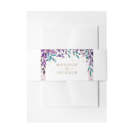 Lila Blumensekt - Einladung zur Hochzeit Einladungsbanderole