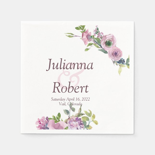 Lila Blumenservietten Serviette (Vorderseite)