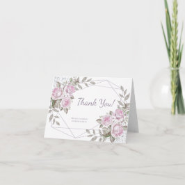 Lila Blumensilber-Glitzer Dankeskarte