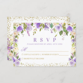 Lila Blumensparkle Gold Glitzer RSVP Karte