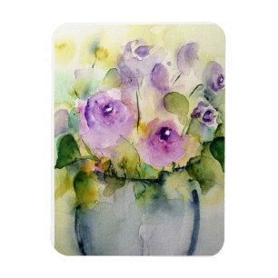 Lila Blumenstrauß Aquarell  Magnet