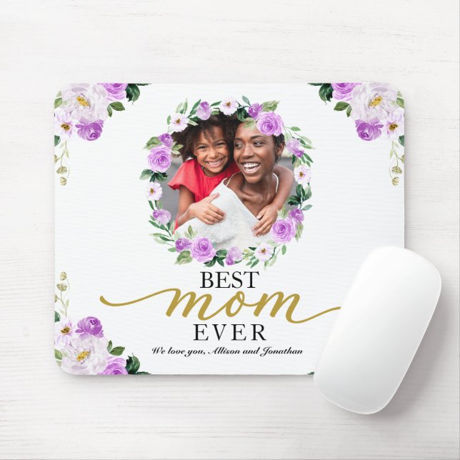 Lila Blumenstrauß Beste Mama je Muttertag Mousepad (Mit Mouse)