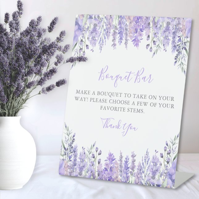 Lila Blumenstrauß Blumenbar Sockelschild (Purple Bouquet Flower Bar Pedestal Sign)