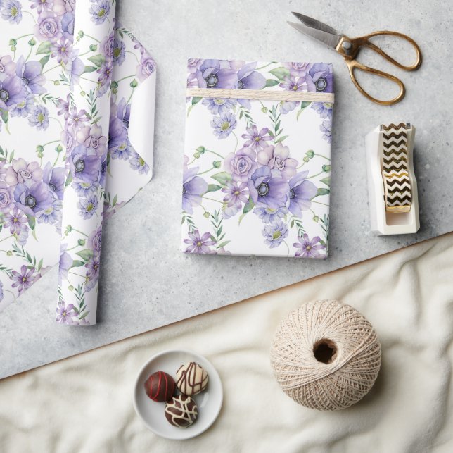 Lila Blumenstrauß Geschenkpapier (Kunsthandwerk)
