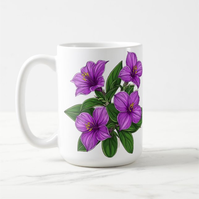 Lila Blumenstrauß Kaffeetasse (Links)