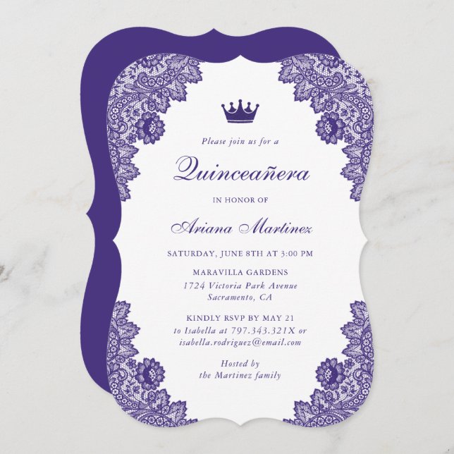 Lila Blumenstrauß Quinceañera 15. Geburtstag Einladung (Vorne/Hinten)