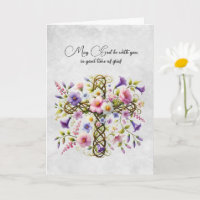 Lila Blumensympathie-Karte für Kreuz und Rosa