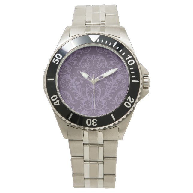 Lila Blumentapete 2 Armbanduhr (Vorderseite)