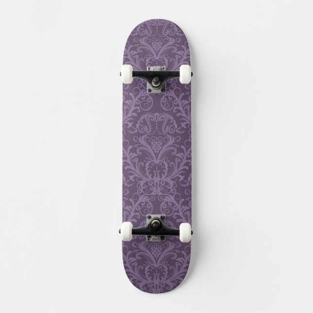 Lila Blumentapete 2 Skateboard (Vorderseite)