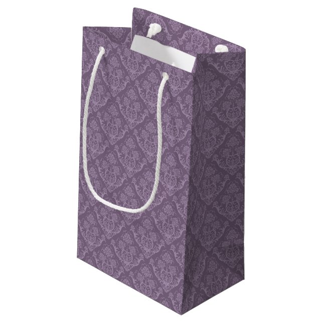 Lila Blumentapete Kleine Geschenktüte (Rückseite Schrägansicht)