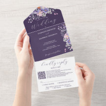 Lila Blumenträume Einfache QR-Hochzeit