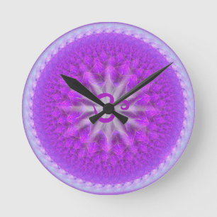 Lila Blumenuhr Runde Wanduhr