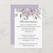 Lila Blumenunterkünfte. Angaben zur Hochzeit