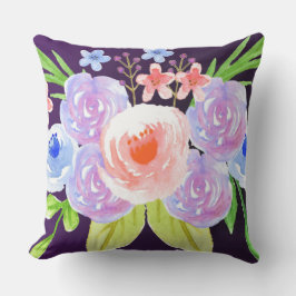 Lila BlumenWasserfarbe-hübsche Blumen Kissen