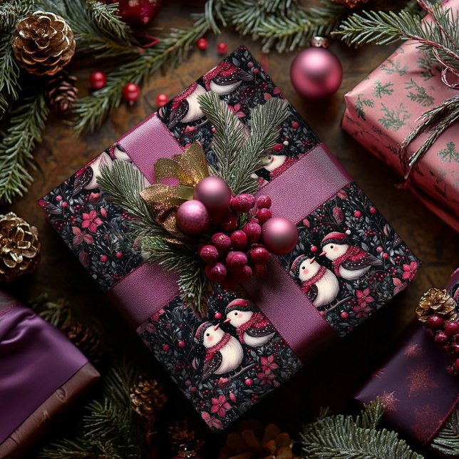 Lila Blumenweihpapier mit Vögeln Geschenkpapier (Von Creator hochgeladen)