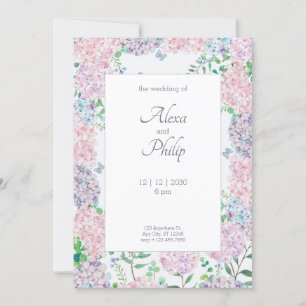 Lila Blumenwetterhochzeit Einladung