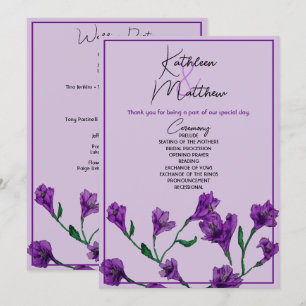 Lila Blumenwetterhochzeit Programm