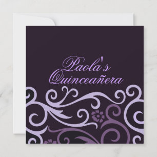 Lila Blumenwirl Quinceañera Einladung