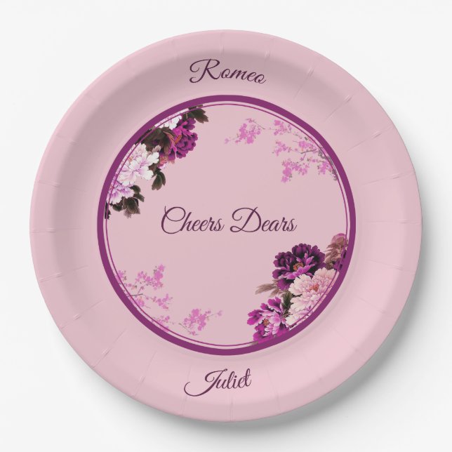 Lila Blumenzellenplatte Pappteller (Vorderseite)