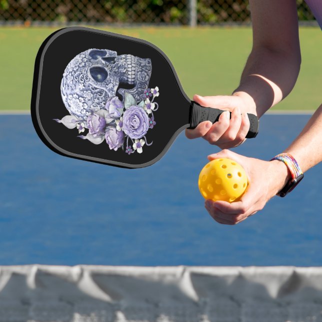 Lila Blumenzucker Schädeltag der Toten Pickleball Schläger (InSitu)