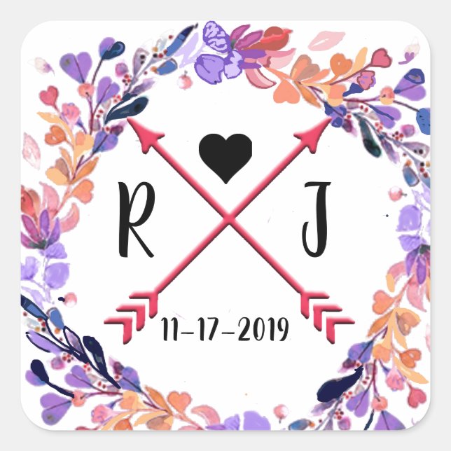 Lila Blumenzwiebelbeschilderung Quadratischer Aufkleber (Vorderseite)