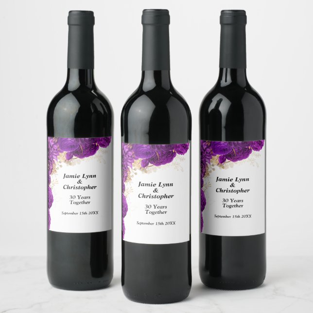 Lila Blumenzwiebelweinmarke Weinetikett (Flaschen)