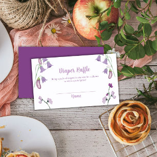 Lila Blumige Aubergine-Windel-Raffle-Baby-Party Begleitkarte
