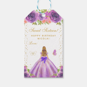 Lila Blumige Blonde Haar Prinzessin Sweet Sixteen Geschenkanhänger