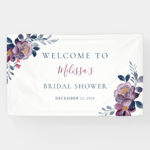 Lila Blumige Botanische Brautparty Banner