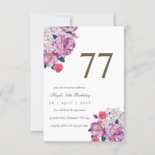 Lila Blumige Botanische Einfache Elegante 77. Gebu Einladung