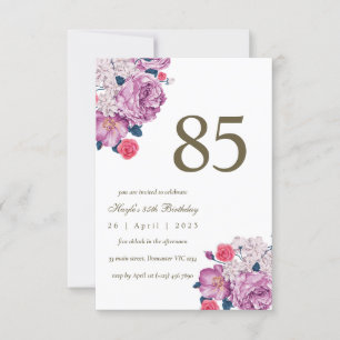 Lila Blumige Botanische einfache elegante 85. Gebu Einladung