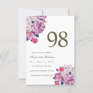 Lila Blumige Botanische Einfache Elegante 98. Gebu Einladung