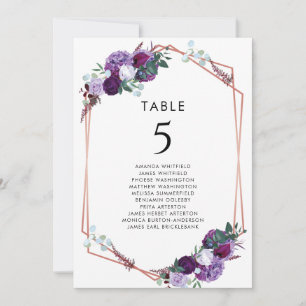 Lila Blumige Botanische Hochzeit Tischnummer