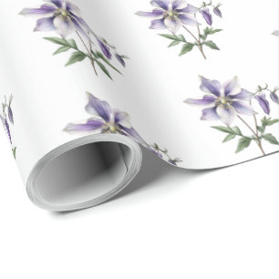 Lila Blumige Botanische Wildblume  Geschenkpapier