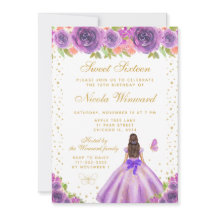 Lila Blumige Braunhaarige Prinzessin Sweet Sixteen