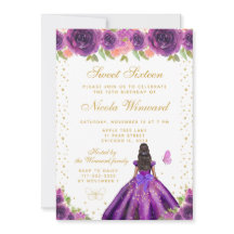 Lila Blumige Dunkle Haut Prinzessin Sweet Sixteen