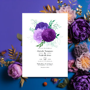 Lila Blumige Hochzeit Einladung