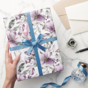 Lila Blumige Hochzeitsdusche Geburtstag Ihre Hochz Geschenkpapier